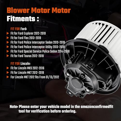 Image of HVAC Blower Motor with Fan Cage Fit for Ford Explorer Taurus 2012-2019 Flex Police Interceptor Sedan Utility 2013-2019 Special Service Police Sedan 2014-2018 Fit for Lincoln MKS 2012-2016# 700274