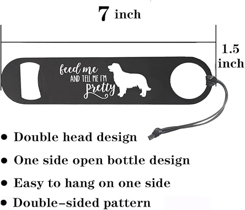 Miniatura 2 de Feed Me And Tell Me I'm Pretty Interesting Golden Retriever Patrón Sarcástico Frases De Acero Inoxidable Negro Abrebotellas Regalos divertidos para