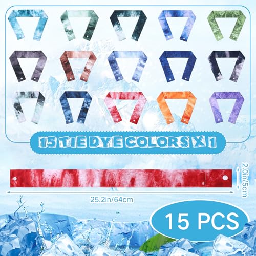 Image of Cooling Neck Wraps with Snap Button Tie Dye Ice Scarf Cooling Bandana Cooler for Summer Women Men Pet