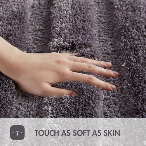 Tapis de bain lavable en machine polyester gris 17x24