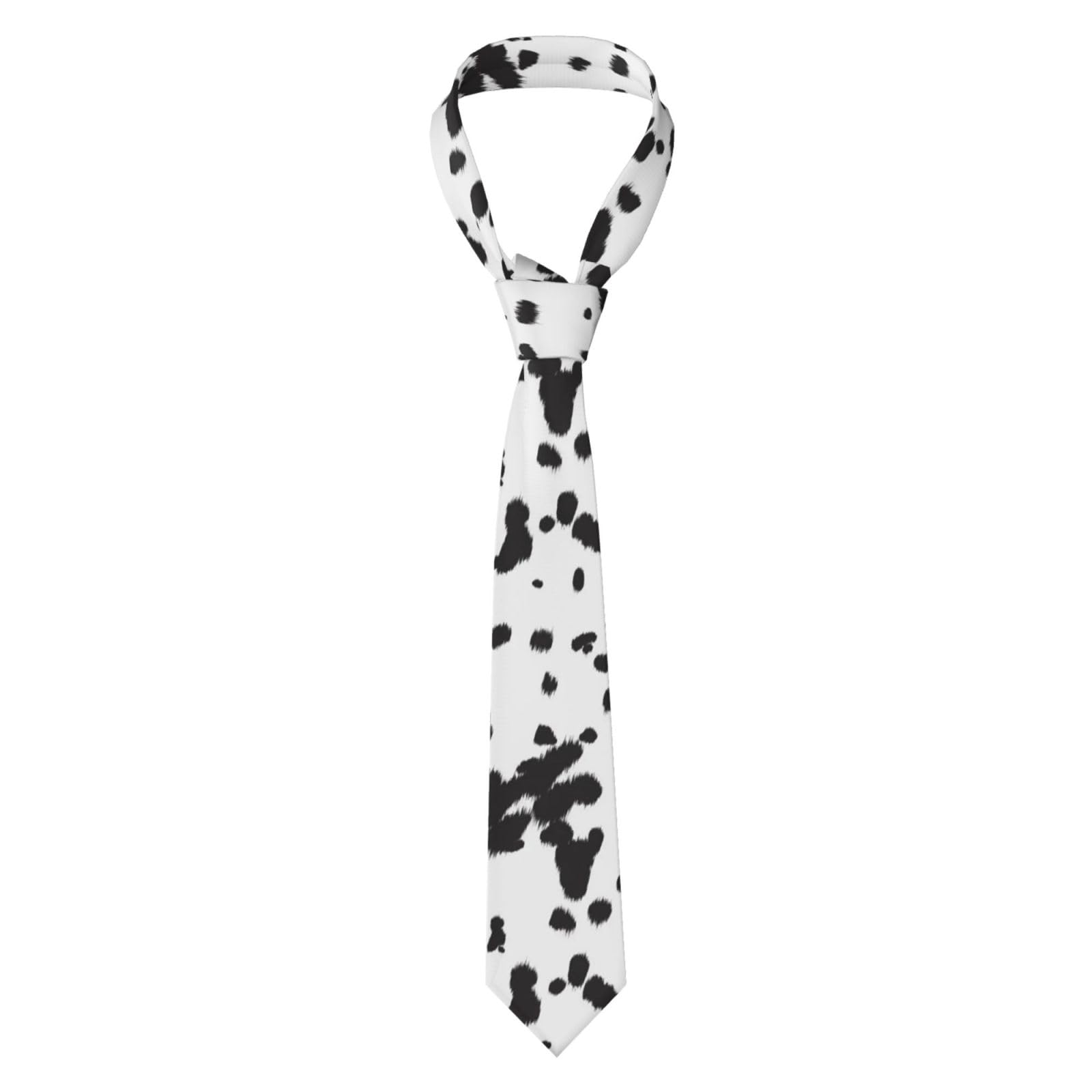 Hnnkloy Men's Black Classic Neck Tie Dalmatian Dog Print Spot Necktie