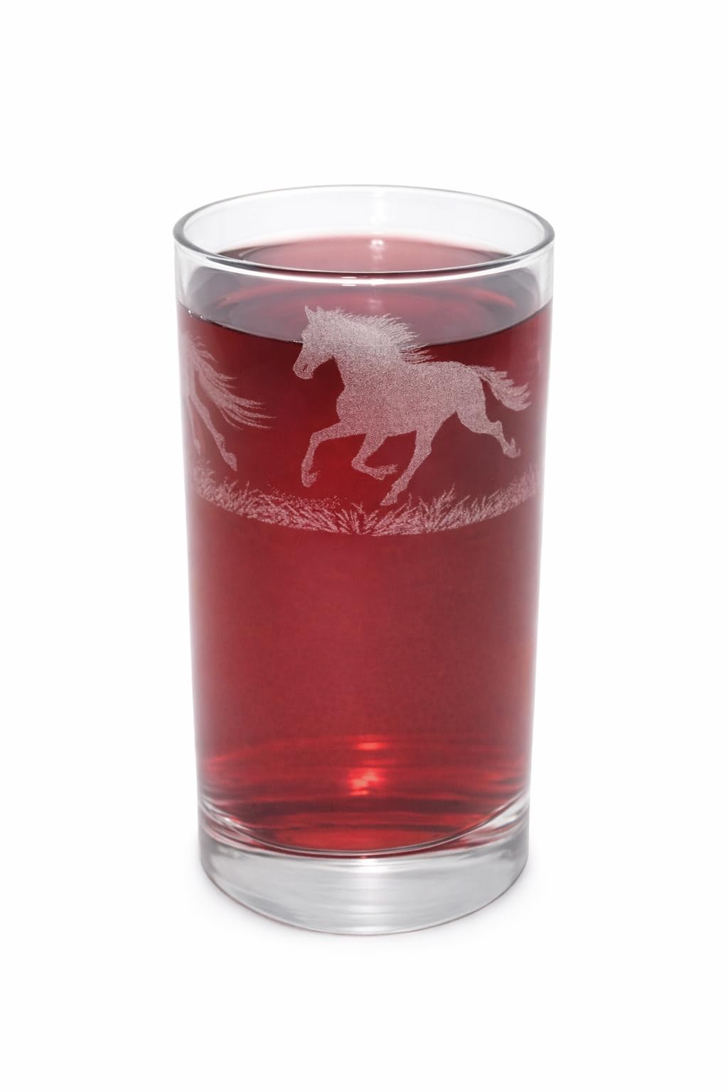 Art Glass Engraved Horse Highball Tumbler Glass 340ml