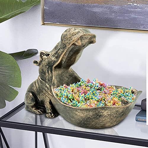Hippo Statue, Hippopotamus Figurine Home Sculpture With Resin, Table Sundries Key Candy Container Storage Art Decor Box (Copper) #TOP6