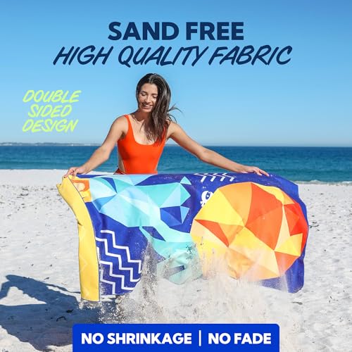 Image of SUN NINJA Microfiber Beach Towel, Sand Free Quick Dry, 63x32in