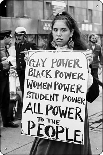 All Power to the People, Activist, Equality Art, Girl Wall Art, Black Power Protest Poster, Black Woman Gifts, Gay - 8 x 12 inches Vintage Metal Sign