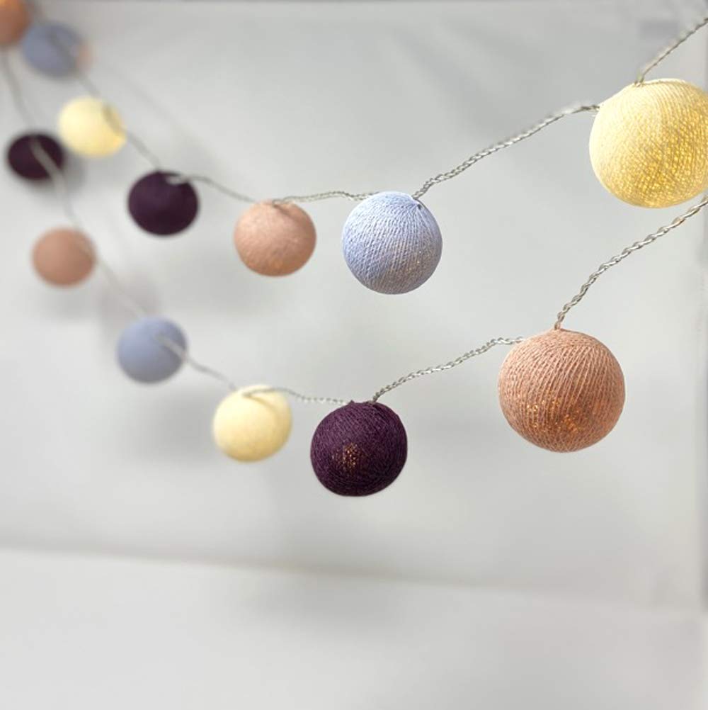 Blaze On Ambient Ball Fairy Lights (London Fog), 20 Warm White LED Lights, Hand-Spun Cotton Balls - Image 3