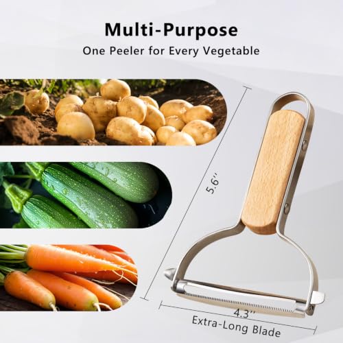 Vegetable Peeler Cabbage Shredder 304 Stainless Steel & Beechwood Handle | Extra-Wide Stainless Steel Blade & Non-Slip Grip for Effortless Coleslaw, Salad & Meal Prep - Commercial Grade Kitchen Tool - image 6