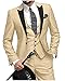 One Button 3 Pieces Champagne Wedding Suits Notch Lapel Men Suits Groom Tuxedos Champagne 46 Chest / 40 Waist