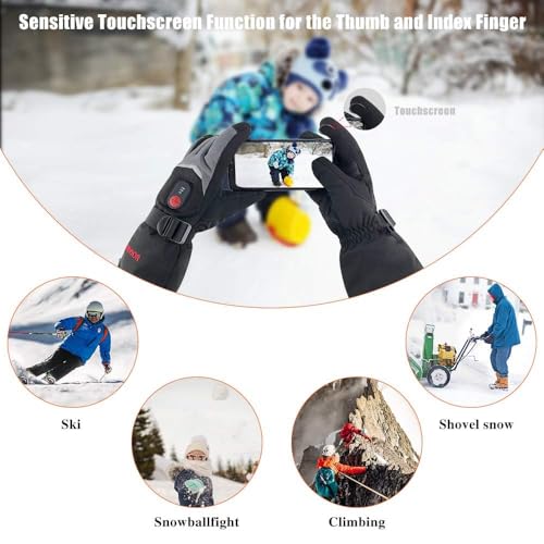 Image of SAVIOR HEAT Rechargeable Heated Gloves with 3 Heating Levels - Electric Ski Gloves, Touchscreen, Waterproof for Men Women