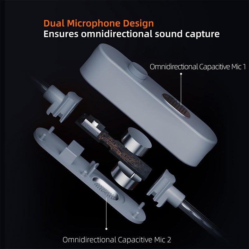 Image of KZ-M2 Dual Mic Silver-Plated Type-C Earphone Upgrade Cable with Professional-Grade Dual Microphone Array for KZ C Pin Series in-Ear Headphones (USB-C)