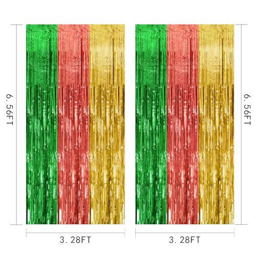 Image of 2 Pack Hawaii Backdrop Party Decorations Tinsel Curtain Summer Party Streamer Foil Fringe Birthday Decorations Photo Booth Vibrant Theme Christmas Beach Baby Shower Graduation Decor