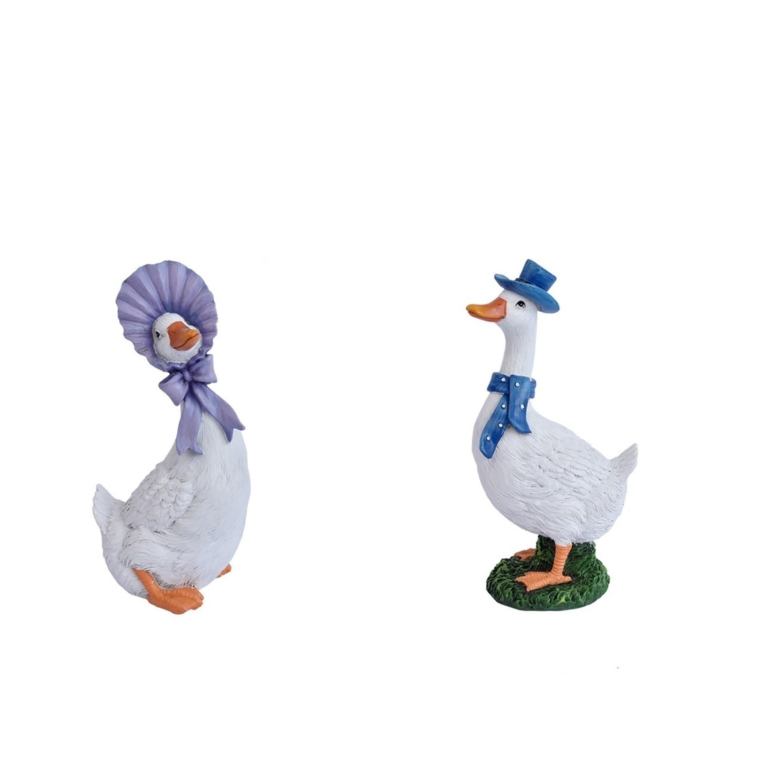 HABITZ 1Pairs Couple Duck Figurines Resin Statue Figurine Decor Ornament Garden Ducks Ornaments Outdoor Statues With Outfits Cute Lovers Sculpture Waterproof For Patios,Gardens,Yard Gifts