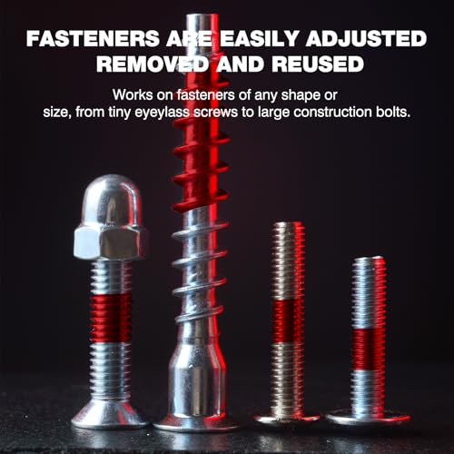Image of Thread Locker with Brush Cap Applicator, Lock Tight Threadlocker, High Strength Red Thread Lock, Lock & Seal Nuts, Bolts, Fasteners and Metals, Against Losening and Leakage - 30 ml