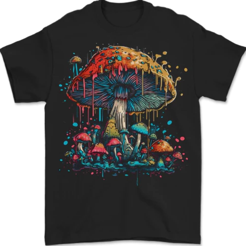Dripping Magic Mushroom LSD Hippy Mens T-Shirt 100% Cotton