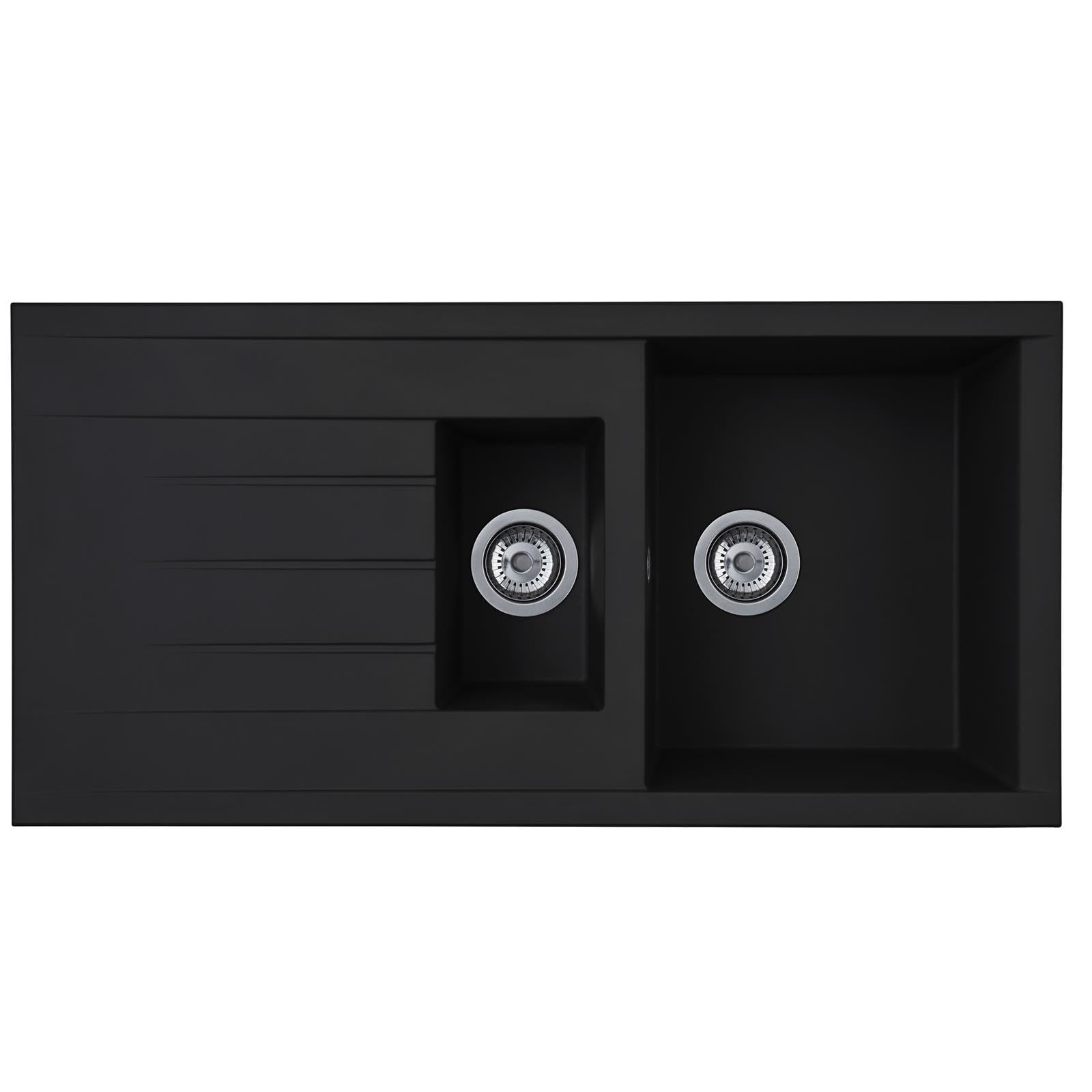 Liquida CU15BL 1.5 Bowl Composite Reversible Inset Black Kitchen Sink with Waste
