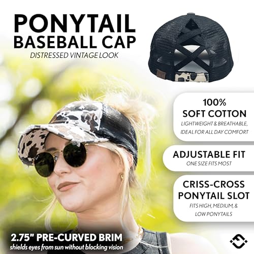 Image of Funky Junque Womens Baseball Cap Dad Hat Ponytail Messy Bun Trucker Ponycap