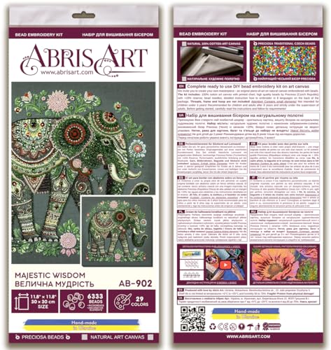 Image of Wizardi Main Bead Embroidery Kit - Majestic Wisdom. Colorful Beads, Beading Needles. DIY Kit. Embroidery for Beginners. Home Decor. AB-902 Abris Art