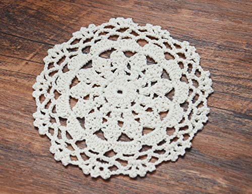 TOSEEY 24 Vintage Hand Made Crochet Doilies Dollies Lace Crochet Cup Mat Pad Coaster Wedding Tea Party decoration 2-7 inches (Beige)