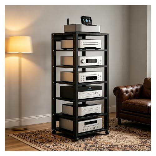Armoire support stéréo noir grand centre multimédia audio