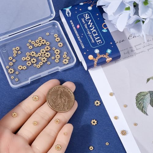 Cuentas espaciadoras de flores doradas SUNNYCLUE para bisutería DIY 4