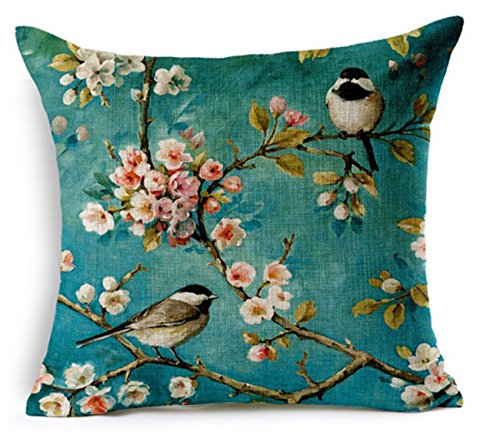 QINU KEONU Oil Painting Hundreds of Birds Cotton Linen Throw Pillow Case Cushion Cover Home Sofa Decorative 18 X 18 Inch（3）…