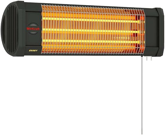 MirKraft Essby Electric Heater, Infrared Heater, Wall Heater, Terrace Heater, Infrared Heater for Indoor and Outdoor Use, 3 Heat Settings, 1800 Watt