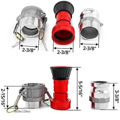 QWORK Fire Hose Nozzle, 2" Heavy Duty NPSH/NPT Fire Equipment Constant Flow Fog Nozzle, with Aluminum Camlock Fitting by QWORK - Image 5