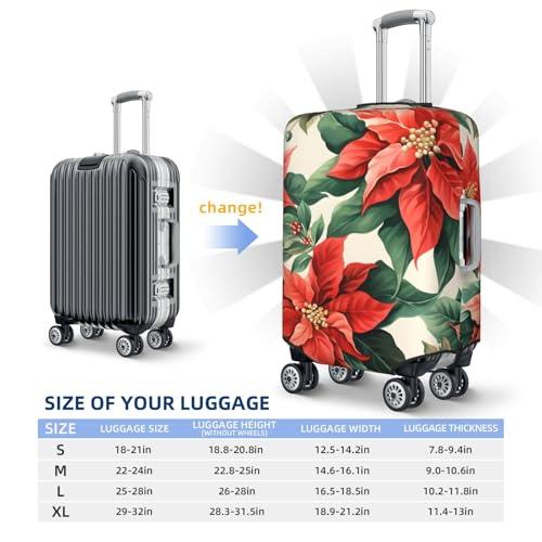 Winter Christmas Plant Flower Travel Luggage Cover for Suitcase Anti-Scratch Fashion Suitcase Protector Washable Elastic Baggage Covers Fits 29-32 Inch Luggage for Travel Beach Holiday3