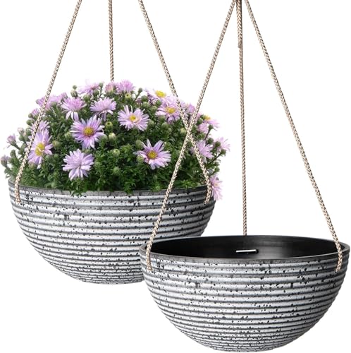 Garden Art (Pack of 1 Hanging Fiber Planters (D-25CM, H-12CM) Out...