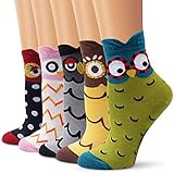 5/4 Pares de Calcetines Mujer, Divertidos Calcetines de Algodón de Invierno, Calcetines de Perro Gato Animales para Niñas Chicas
