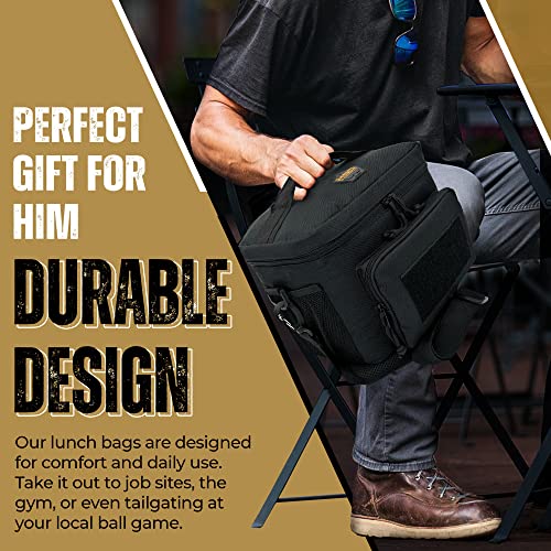 Hsd 10Mm Thick Insulated Adult Lunch Bag - Leak Proof For Hot & Cold Temperature - Tactical Style Easy To Clean, Durable & Water-Resistant - Sturdy Handle, Shoulder Strap, & Pockets - Men & Women #TOP1