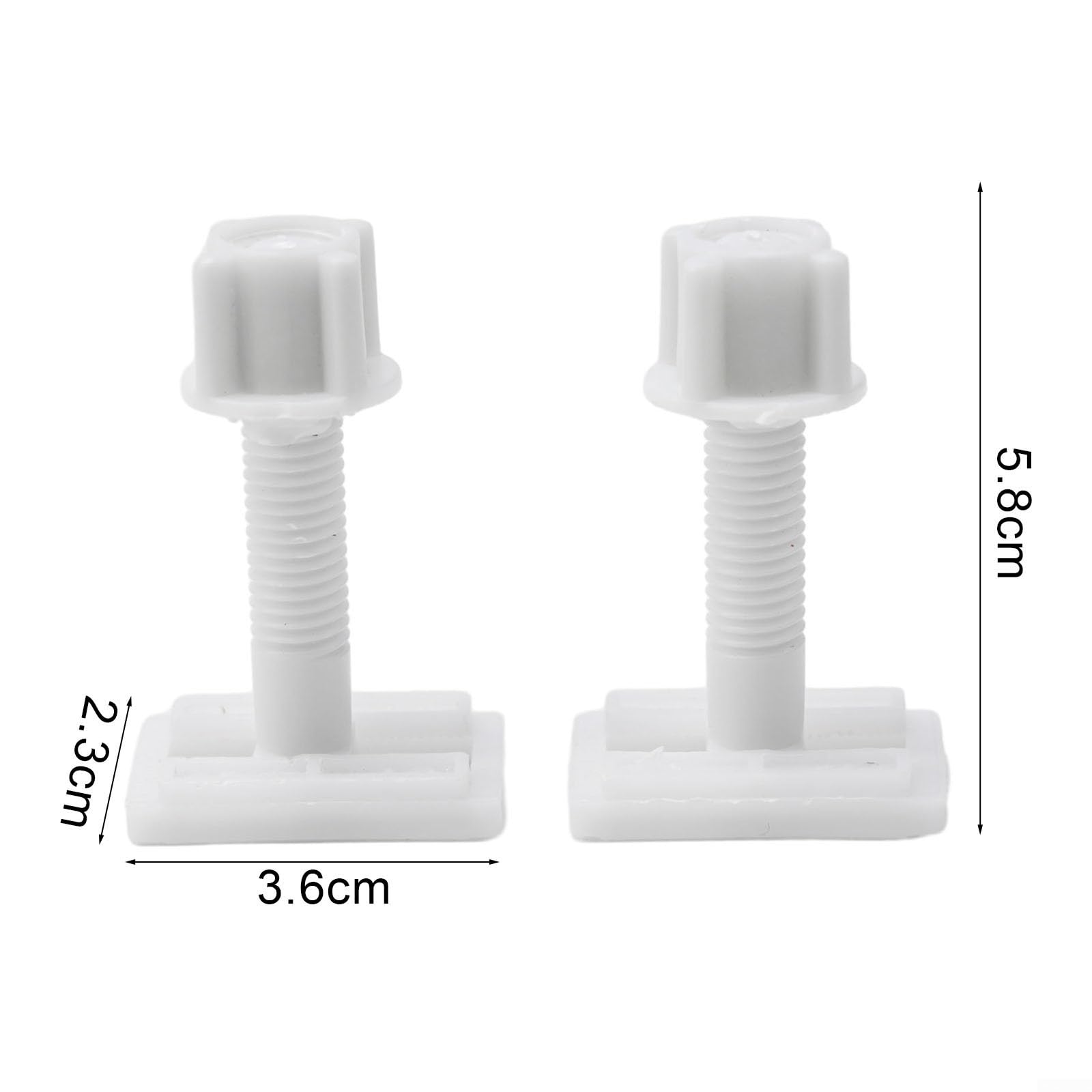 Universal White Plastic Toilet Seat Hinge Replacement Kit - Includes Brackets, Bolts, Screws & Nuts