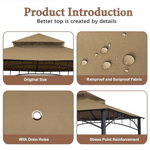 SCOCANOPY Replacement roof Compatible with Target Madaga Gazebo Model L-GZ136PST,(Tan) - Image 5