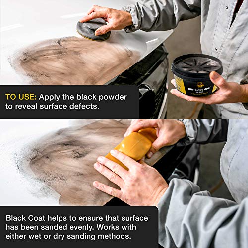 Image of Dura-Gold Premium Black Dry Guide Coat Kit, 7 Ounces (200 Grams) - Powder that Instantly Highlights Auto Bodyshop Repair Surface Imperfections, Identify Body Filler Pinholes, Sanding Scratches Defects