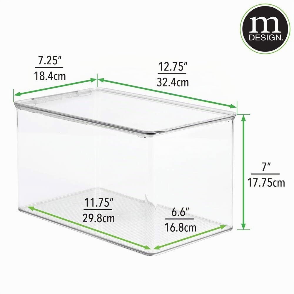 mDesign 4er-Set Aufbewahrungsbox für Bastel- und Nähzubehör – Bastel Organizer aus Kunststoff mit Klappdeckel – stapelbare Ablage für Wolle, Perlen, Stoffbänder usw. – durchsichtig