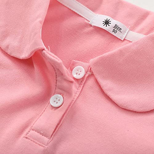 Toddler Baby Girls Pol𝐨 Dress Embroidered Short Sleeve Pleated Tennis Dress A-Line Playwear Sundress3