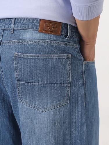 Image of Urbano Plus Men's Loose Baggy Fit Washed Denim Jeans Non-Stretchable