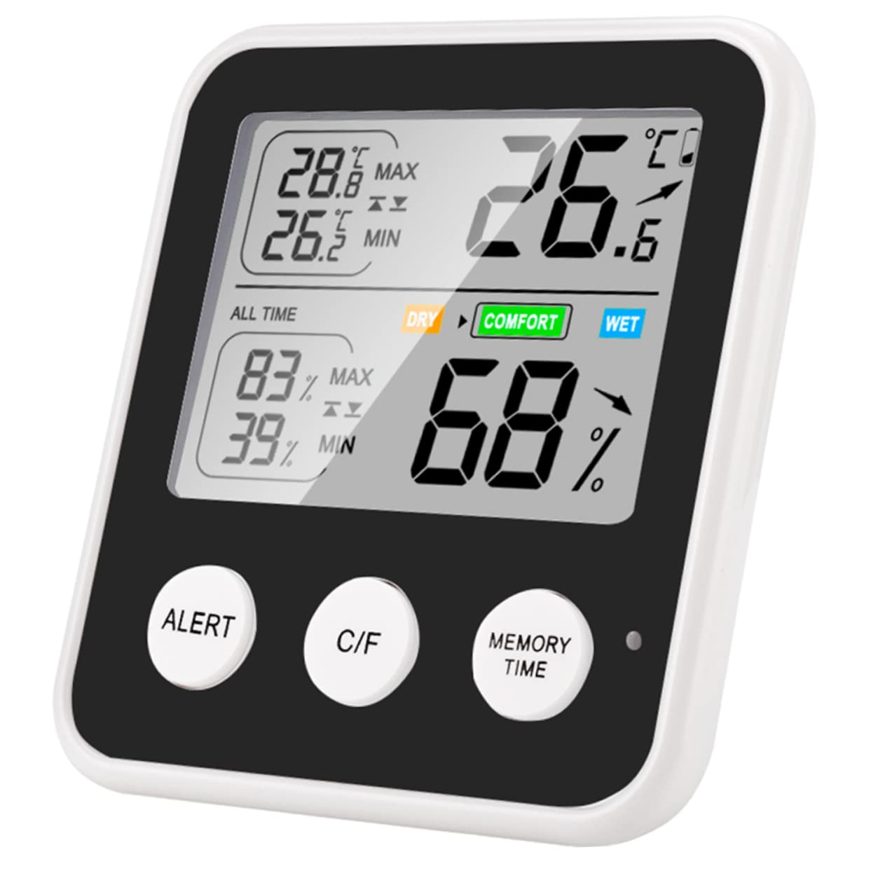 WOONEKY Digital Clocks Multitools E Tool Online Alarm Clock Compact Clock Humidity Temperature Gauge Small Thermohygrometer Indoor Humidity Meter Digital Hygrometer