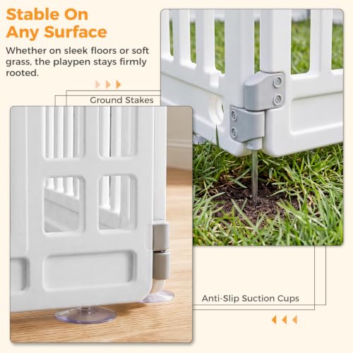 Image of NEWBULIG Dog Playpen 6-Panel, 24IN Puppy Playpen, Stable Dog Play Pen Indoors Outdoor with Secure Locking Door, Plastic Pet Fence for Small & Medium Dogs