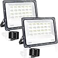 LED Flood Light Outdoor, 2 Pack 50W 5000LM Super Bright LED Work Light, IP66 Waterproof Outside Security Lights, 6500K Daylight White Plug in Floodlight for Yard, Garage, Garden, Playground