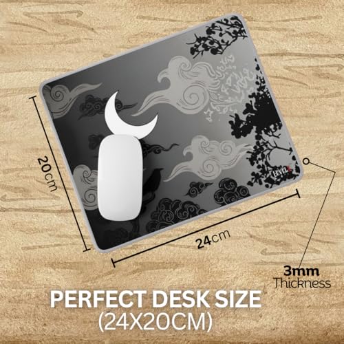 Image of LEVELX Gaming Mouse Pad, Speed Type Smooth Surface, Moon and Crow Design, 24x20cm, 3mm Thickness