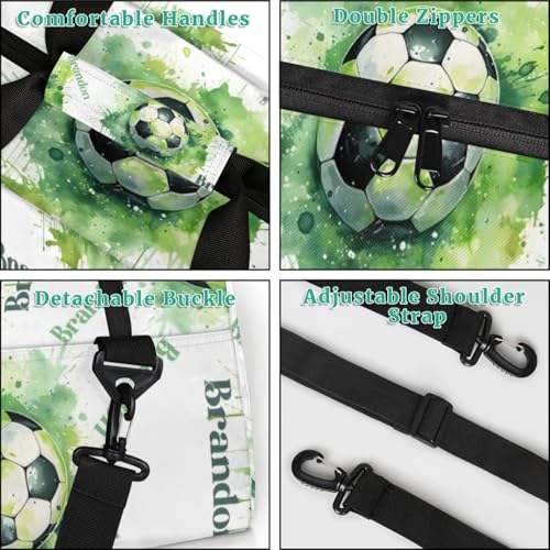 Personalized Duffle-Bag for-Girls-Boys Customized Sports-Bag Carry-On-Bag Gym-Travel-Bag Football-Bag Gymnastics-Bag Green Football Brandon4