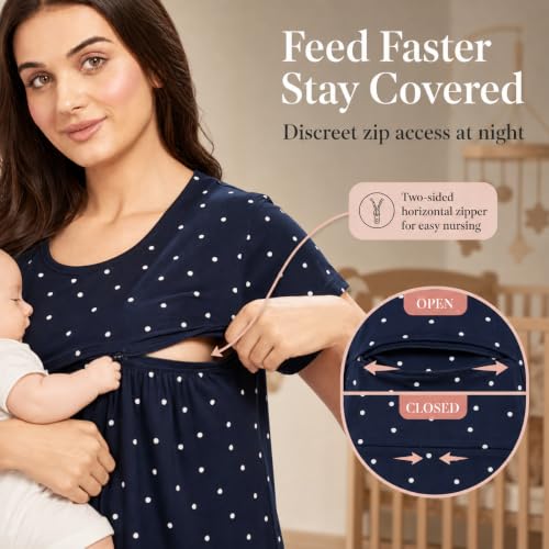 Image of AV2 Women's Cotton Floral Calf Length Maternity Nighty