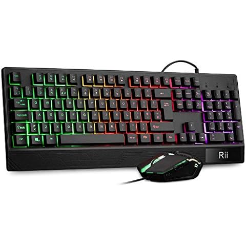 Rii Gaming Keyboard and Mouse,RGB Light Up Keyboard and Mouse Set for PS4,Xbox for Gaming ,Working-UK Layout Cover