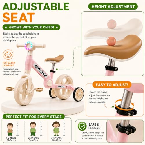 Image of Velo-Glide 3-in-1 Kids Tricycle | Baby Cycle for Boys & Girls | Convertible Balance Bike with Training Wheels, Adjustable Seat & Pedals | Toddler Bike for Kids
