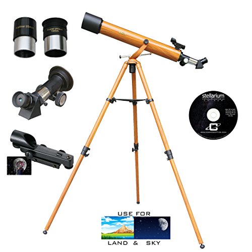 Galileo 800Mm X 60Mm Wood Grain Finish Astro-Terrestrial Telescope Kit With Smartphone Adapter #TOP1