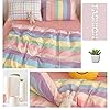 VM VOUGEMARKET Colorful Stripes Duvet Cover Set Queen,3 Pieces Cotton Rainbow Duvet Cover with 2 Pillowcases,Lightweight Luxury Bright Bedding Set for Girls Kids -Full/Queen,Rainbow #4