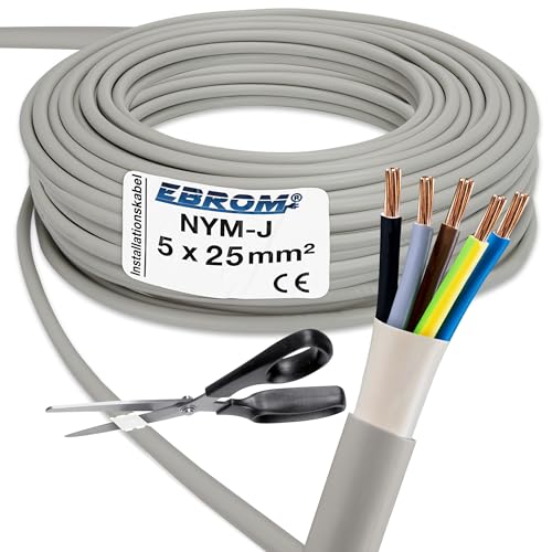 EBROM NYM-J 5x25 mm Mantelleitung Installationskabel grau Länge: 1 Meter