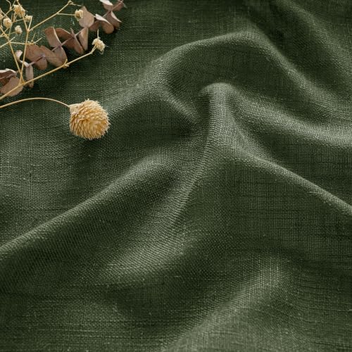 MIULEE Pinch Pleated Olive Green Linen Curtains 108 Inches Long 2 Panels for Bedroom Living Room, Soft Thick Linen Textured Window Drapes Back Tab Hooks Semi Sheer Light Filtering Dark Green Decor by MIULEE - Image 7