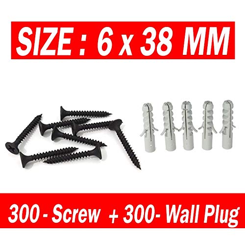 See full amazon price history chart for Rpi shop - 6 X 38 mm (D 3.5mm) Drywall Gypsum Screw, Phillips Bugle Head With Wall Plug Pack Of 600 Pcs (300 Pcs Screw & 300 Pcs WallPlugs) Rpi shop - 6 X 38 mm (D 3.5mm) Drywall Gypsum Screw, Phillips Bugle Head With Wall Plug Pack Of 600 Pcs (300 Pcs Screw & 300 Pcs WallPlugs) (B083KKBSWB) Amazon Price History, Amazon Price Tracker